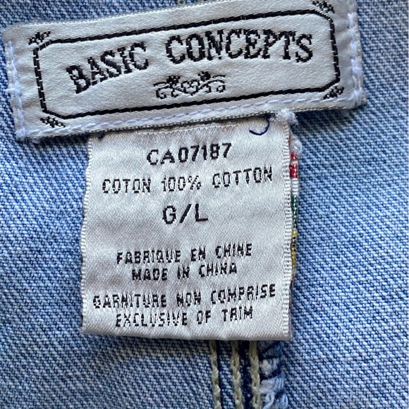 Y2K Basic Concepts Blue Denim Short Bib Carpenter Overalls Woman Large Coquette - Picture 8 of 15